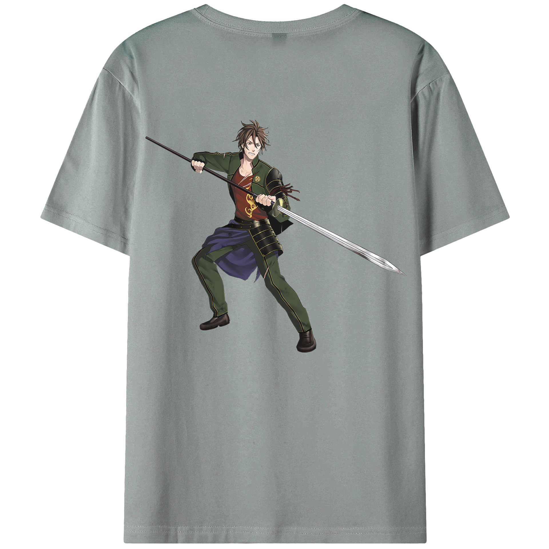 （画像用） 刀剣乱舞 Touken Ranbu 綿100％ メンズ半袖Tシャツ（バックプリント） 通気性